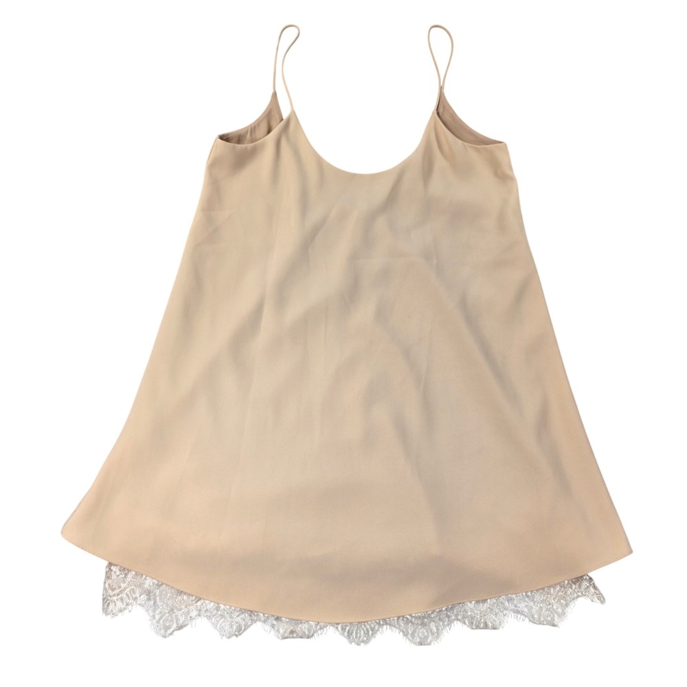 Zara Lace Trim Spaghetti Strap Camisole Style Mini Dress Beige XS Womens